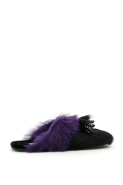 prada furry shoes|prada slippers women.